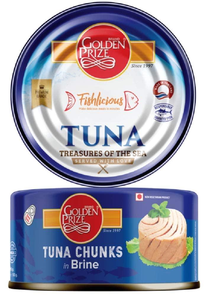 Golden Prize Golden Prize Tuna Chunks in Brine, 185g(Pack of 2)