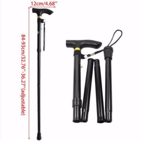 IKTU Iktu Automatic Magnetic Snap-Out Folding Crutch Walking Cane Folding Stick with Adjustable Length (33-37 Inch) (Silver)