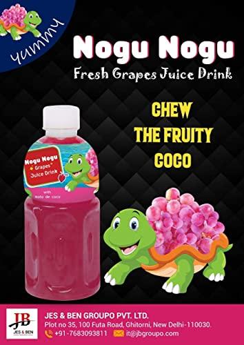 Nogu Nogu Nogu Nogu Grapes Fruit Juice 30% with NATA De Coco 320 ml (Pack of 6)