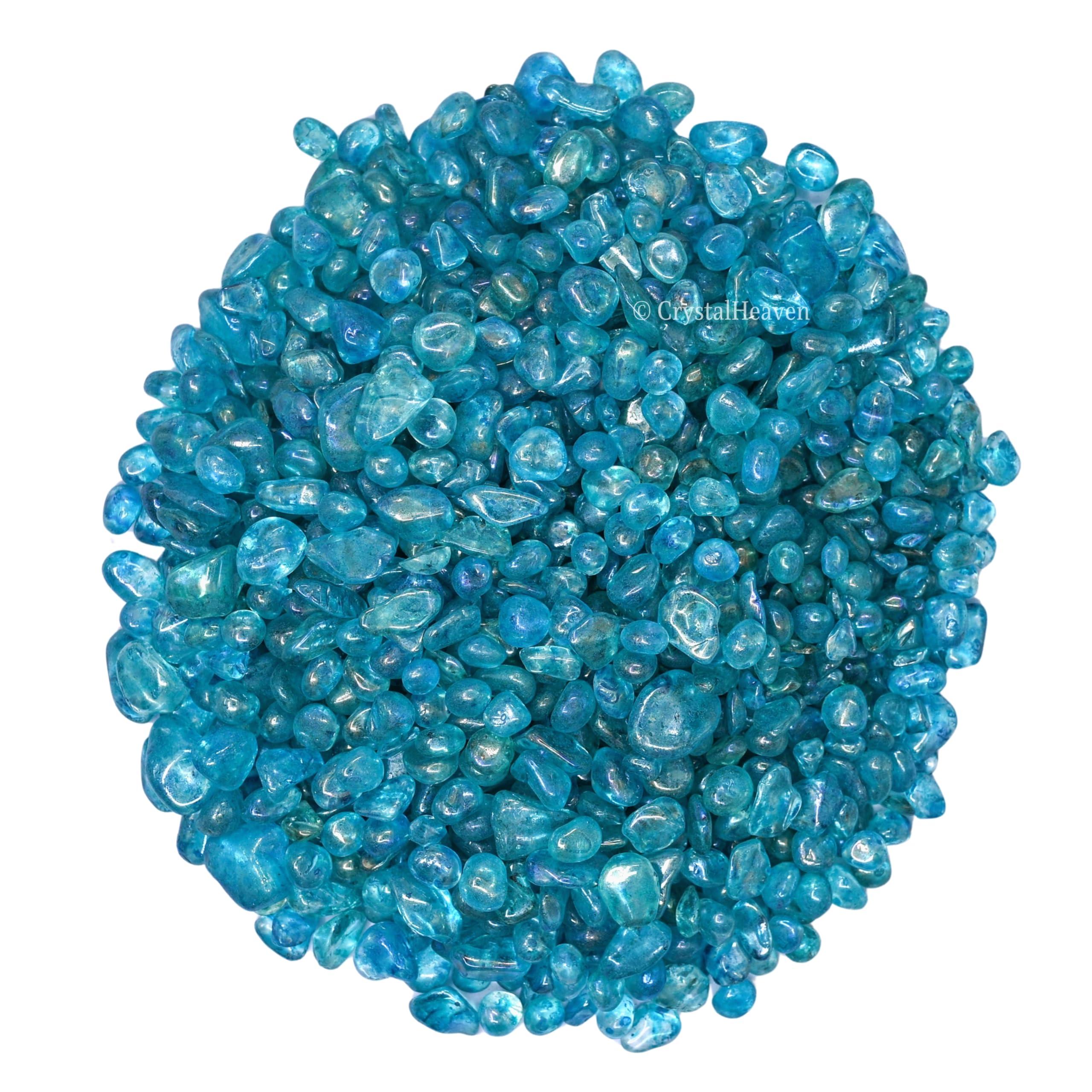 Crystal Heaven Aqua Aura Quartz Crystal Raw Chips - 50 Grams Crystal Stones for Pooja Supplies Vastu Crystal Grids, Meditation, and Healing Practices - Chakra Balancing and Protection Stone