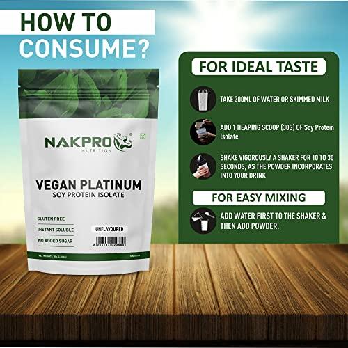 NAKPRO NAKPRO 100% Soy Protein Isolate, Unflavoured - 1kg | 27g Protein, 4.9g BCAA | Natural Vegan Plant Protein Powder | Easy To Digest | All Essential Amino Acids for Muscle Gain and Recovery