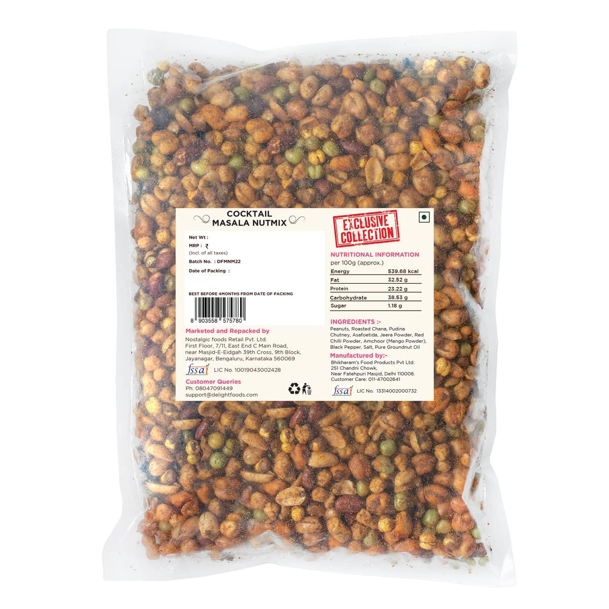 Delight Foods Delight Foods Cocktail Masala Nut Mix 800g Healthy Groundnut Oil Fried Namkeen, Indian Snacks, No Preservatives