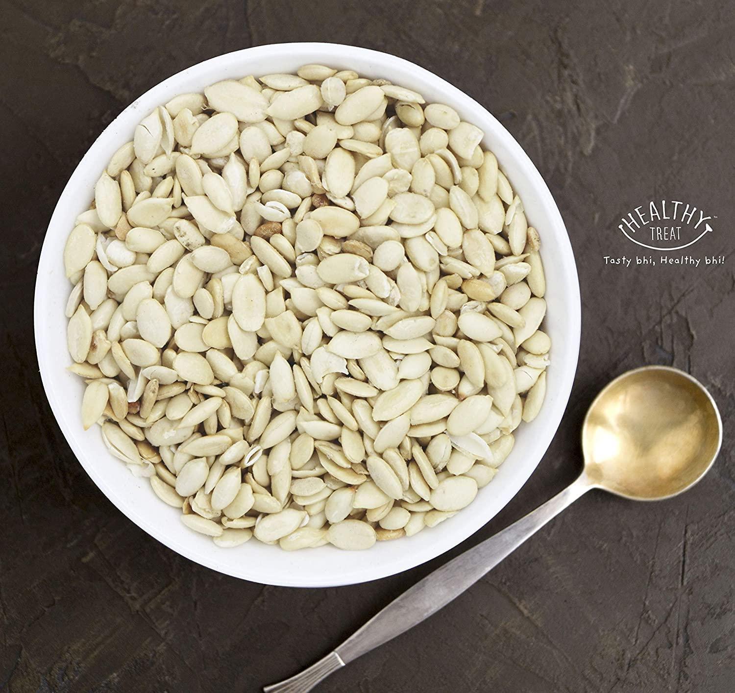 Healthy Treat Healthy Treat Roasted Watermelon Seeds 375Gm - Pack Of 3 125 Gm Each - Classic | Watermelon Seeds for Eating | Magaj Seeds Pack | Tarbuj Beej | Rich in Protein | Potassium | Magnesium & Iron | Diet Food