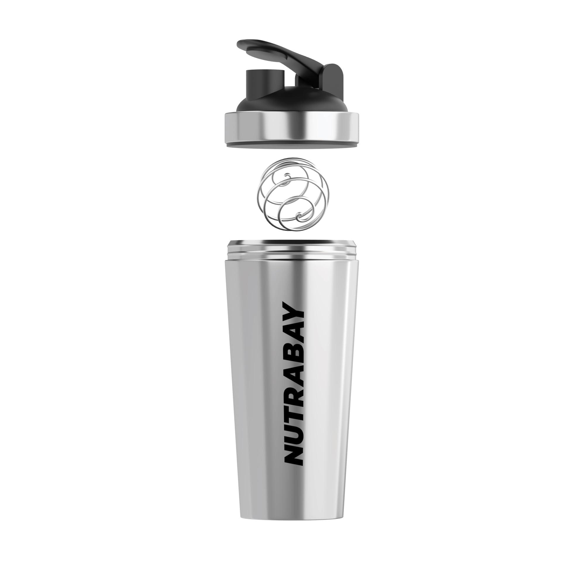 Nutrabay Nutrabay Silver Steel Shaker Bottle 750ml, Ideal for Protein Shake, 100% Leakproof, Food Grade, Sipper Gym Shaker Bottle - 750ml (Silver, Steel)