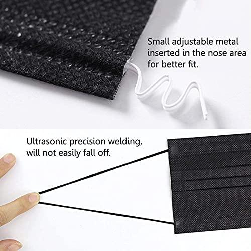 NNPCBT NNPCBT Nonwoven Fabric, Women 100Pcs 3 Ply Black Disposable Face Mask Filter Protection Face Masks