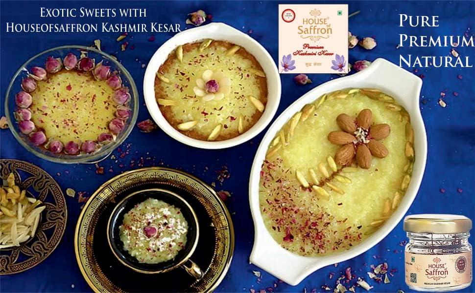 House of Saffron House of Saffron 5grams Kashmir Mogra Kesar Premium Original Saffron for Pregnant Women, Milk, Cooking, Biryani, Skin, Grade A1+++ Natural All Red Long Threads Pure Keshar - 5g
