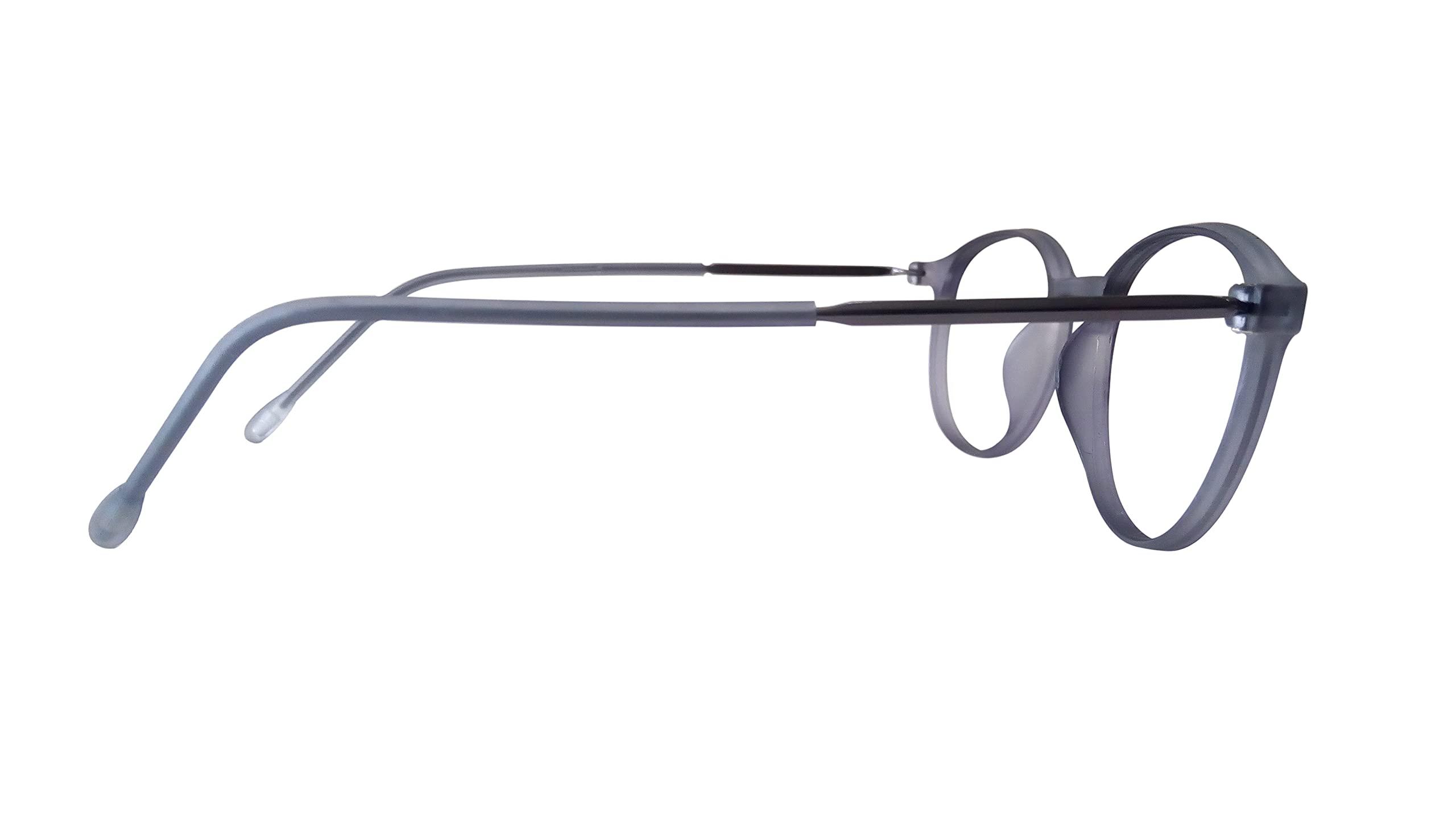 N Specs N Specs Anti Reflective Glasses Grey Coloured TR Fully Light Weight Ovel Type Unisex Frame With Zero Power Reflection Free Computer Glasses (Green Anti Reflected Glass)