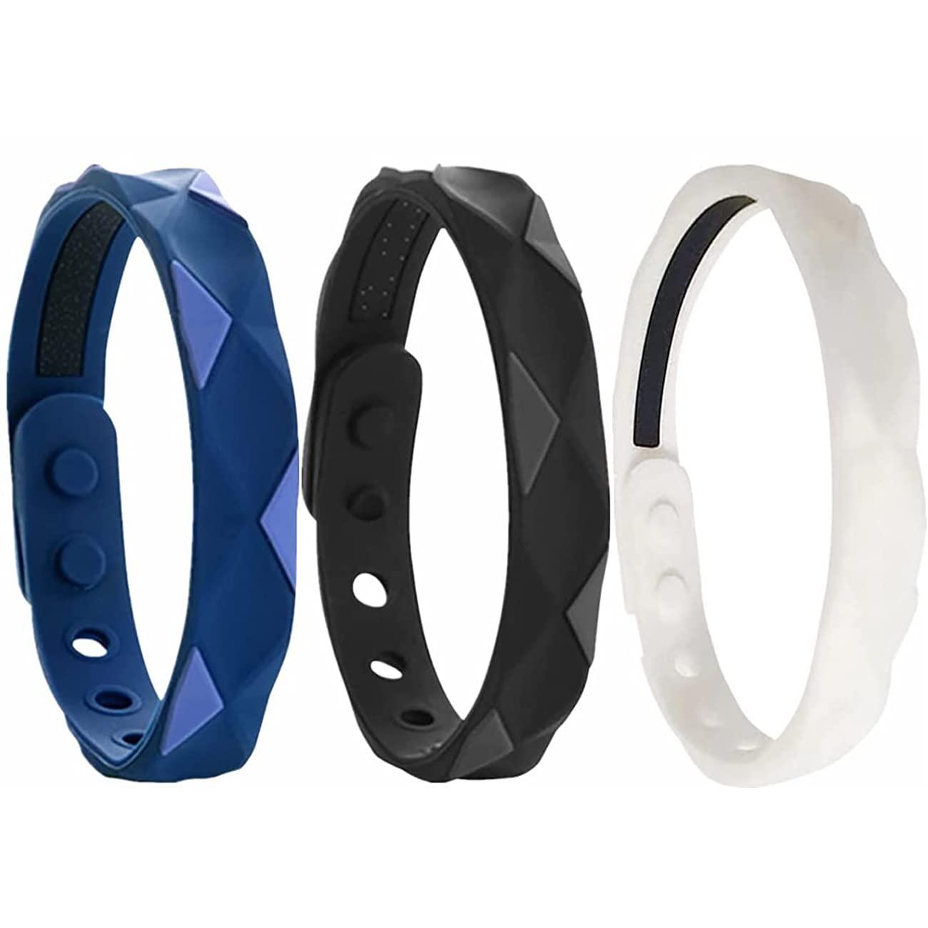 LIU JUN 3PCS Negative Ion Bracelets Redup Far Infrared Wristband, Negative Ion Anti-Static Sports Bracelet, Anti-Static Bracelet Negative Ion Silica Gel Balance Energy Sports Bracelet Lymph Drainage Magnetic Bracelet, no gemstone