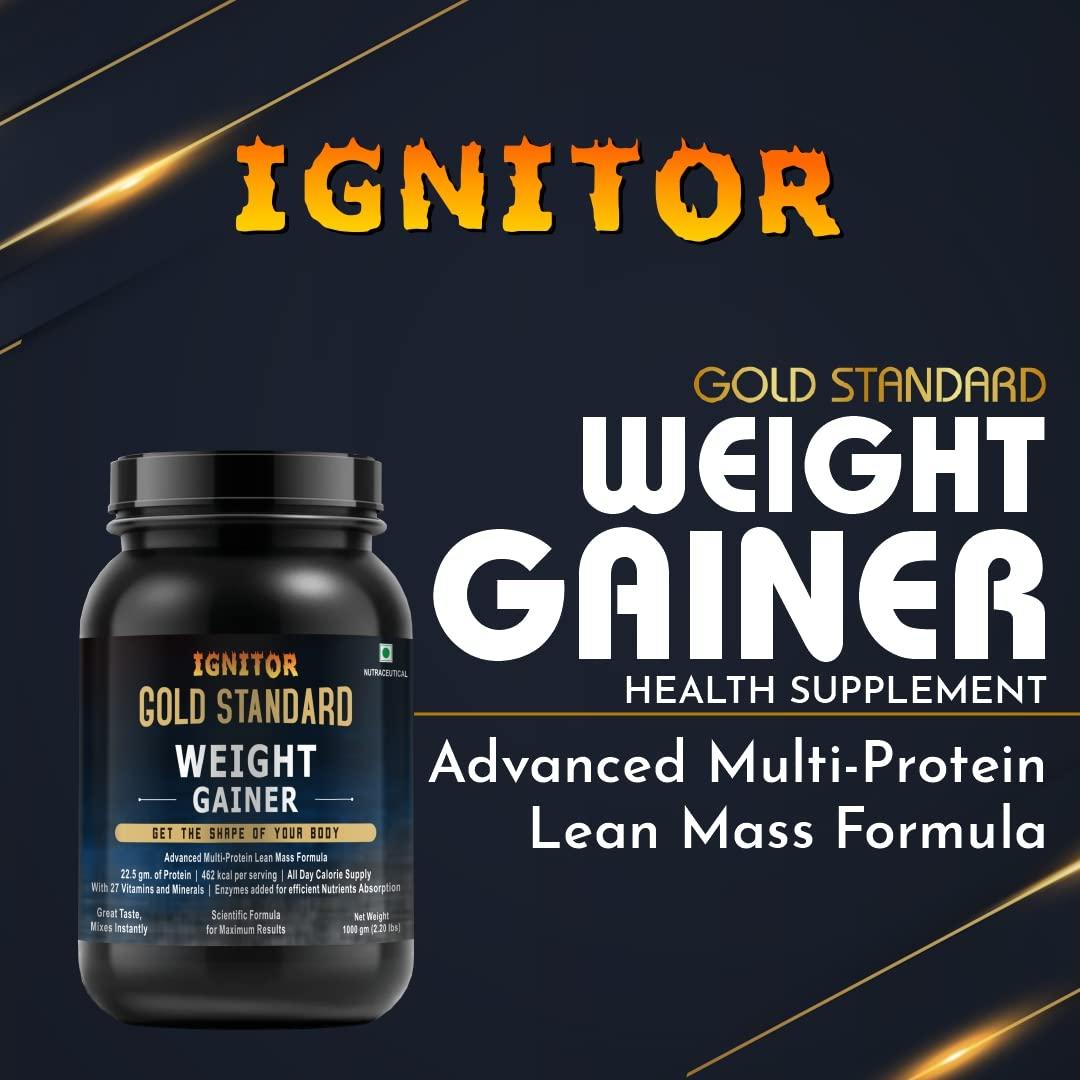 IGNITOR IGNITOR WEIGHT GAINER Protein Powder | Enriched with Vitamins & Minerals | High Protein | High Calorie | Weight Gainer | 1 kg (Chocolate flavor)
