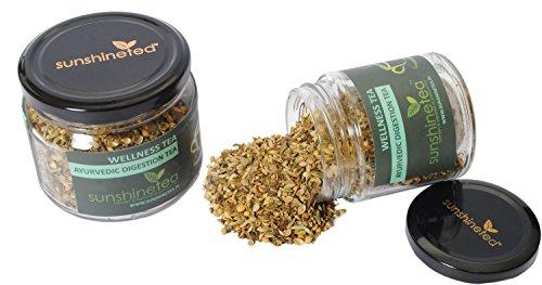 Sunshine Tea AYURVEDIC Digestion Tea - 40GM. Tea JAR Blended with Cumin Seed-Coriander Seed-Fennel Seed, Real Ingredients, Good for Digestion