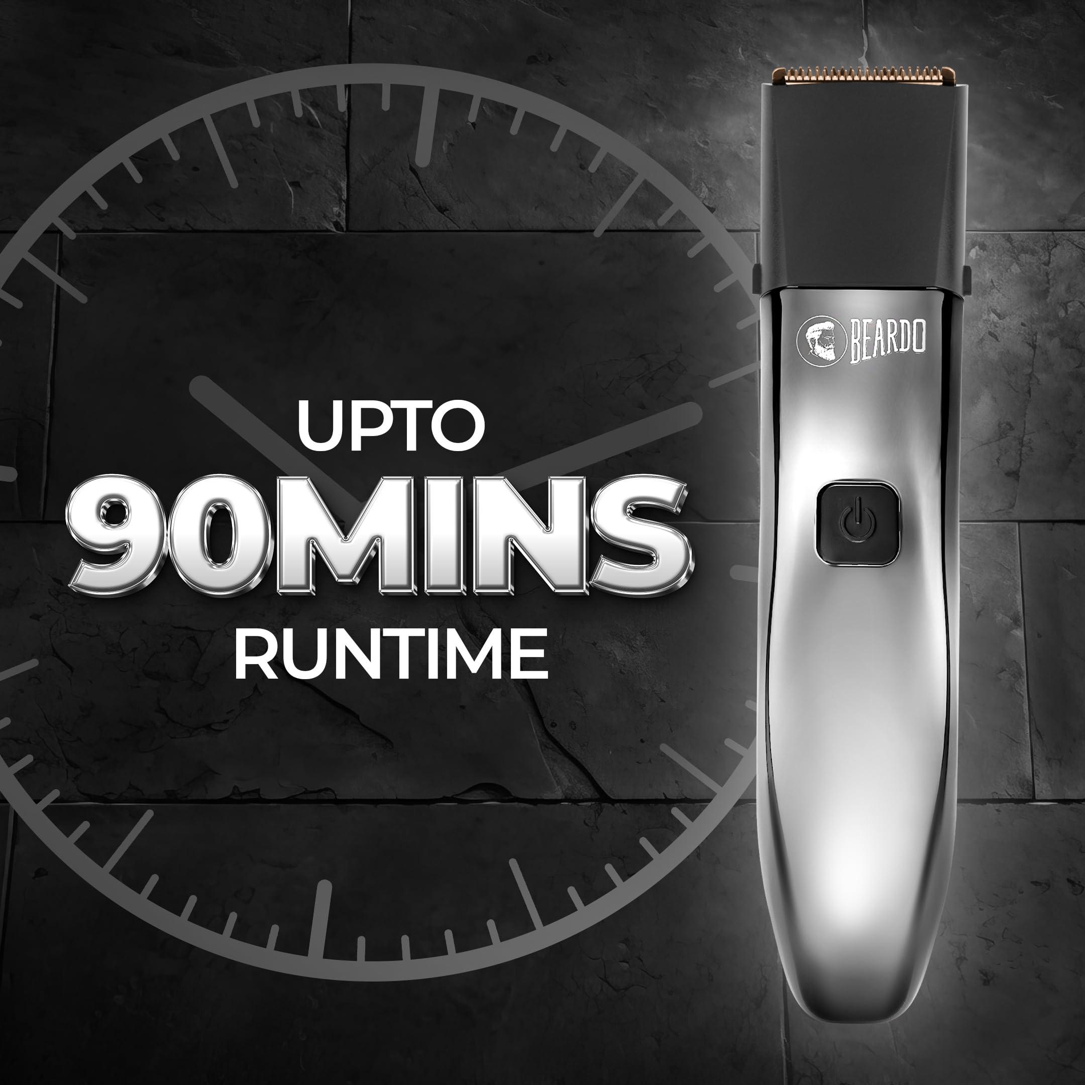 BEARDO Beardo Chrome Beast Multipurpose Full Body Groomer Trimmer Set For Men | 40 Length Settings | 8 attachments | Beard/Hair/Body/Precision/Ear/Nose Trimmer|With Dock|90 min. run time | All-in-1 trimmer | Gift For Brother | Gift For Friends