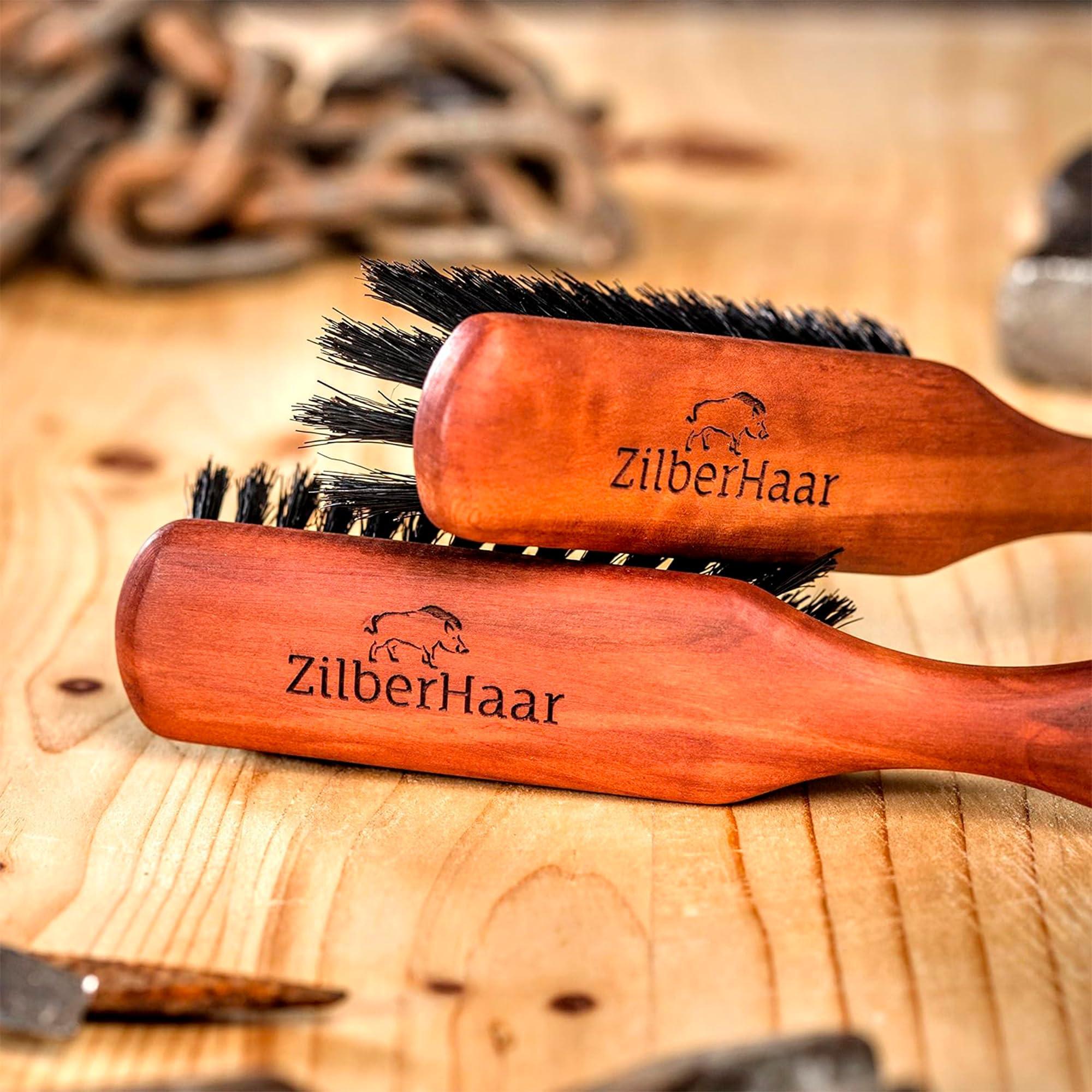 ZilberHaar ZilberHaar Beard Brush (Soft Bristles) | 100% Boar Bristle & German Pearwood | Works With All Beard Balms & Oils | Made in Germany