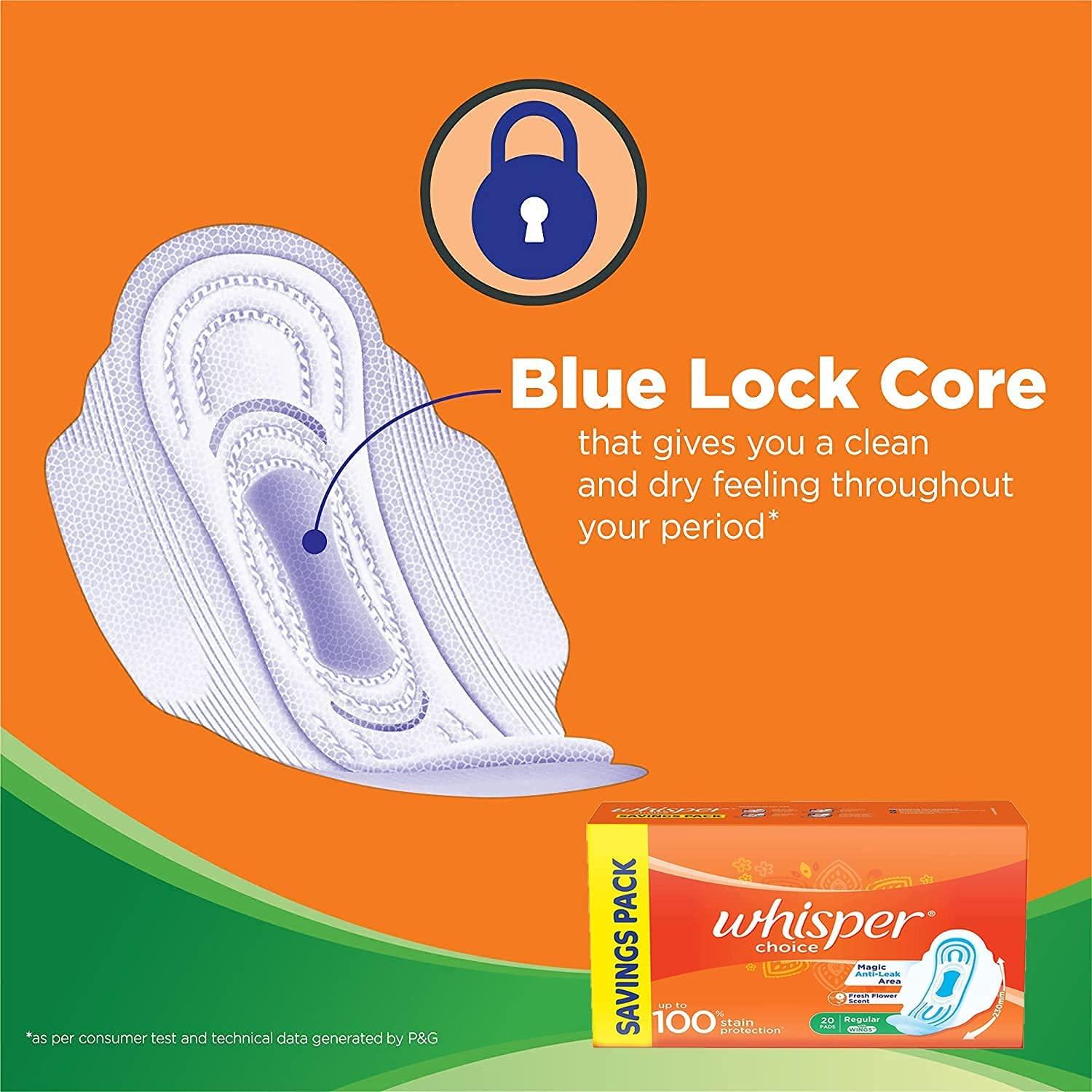 Generic Whisper Choice Regular Wings, 20 Napkins For Women