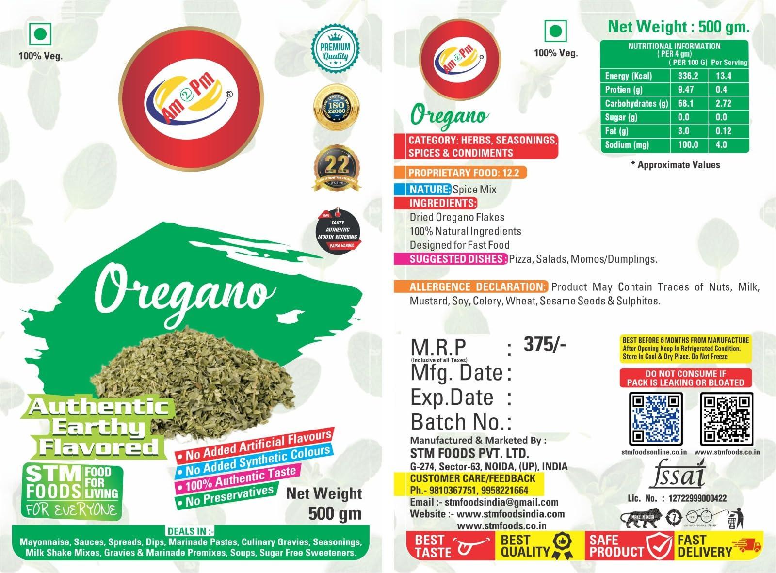 Am 2 Pm Am 2 Pm - Oregano 500Gm, Pizza Seasoning Tasty Powder & Healthy, Oregano Pizza Pasta Seasoning, Spice Blend For Pizza Pasta