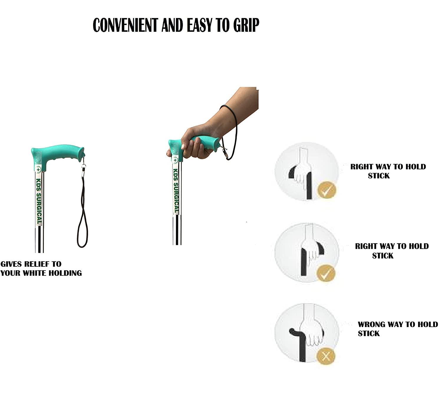 KDS SURGICAL Kds Surgical 3 Leg Chrome Height Adjustable Walking Stick (Grey)