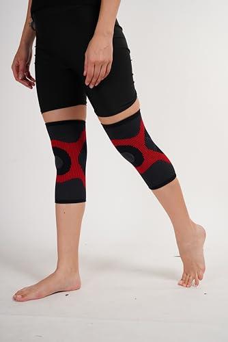 Comfo Smart Comfo Smart 3D Knee Support For Pain Relief | Knee Brace For Men & Women | Knee Support For Gym | Inner Cotton Lining for Skin Comfort | 4-Way Stretch-RA5601.FS (Black & Red)