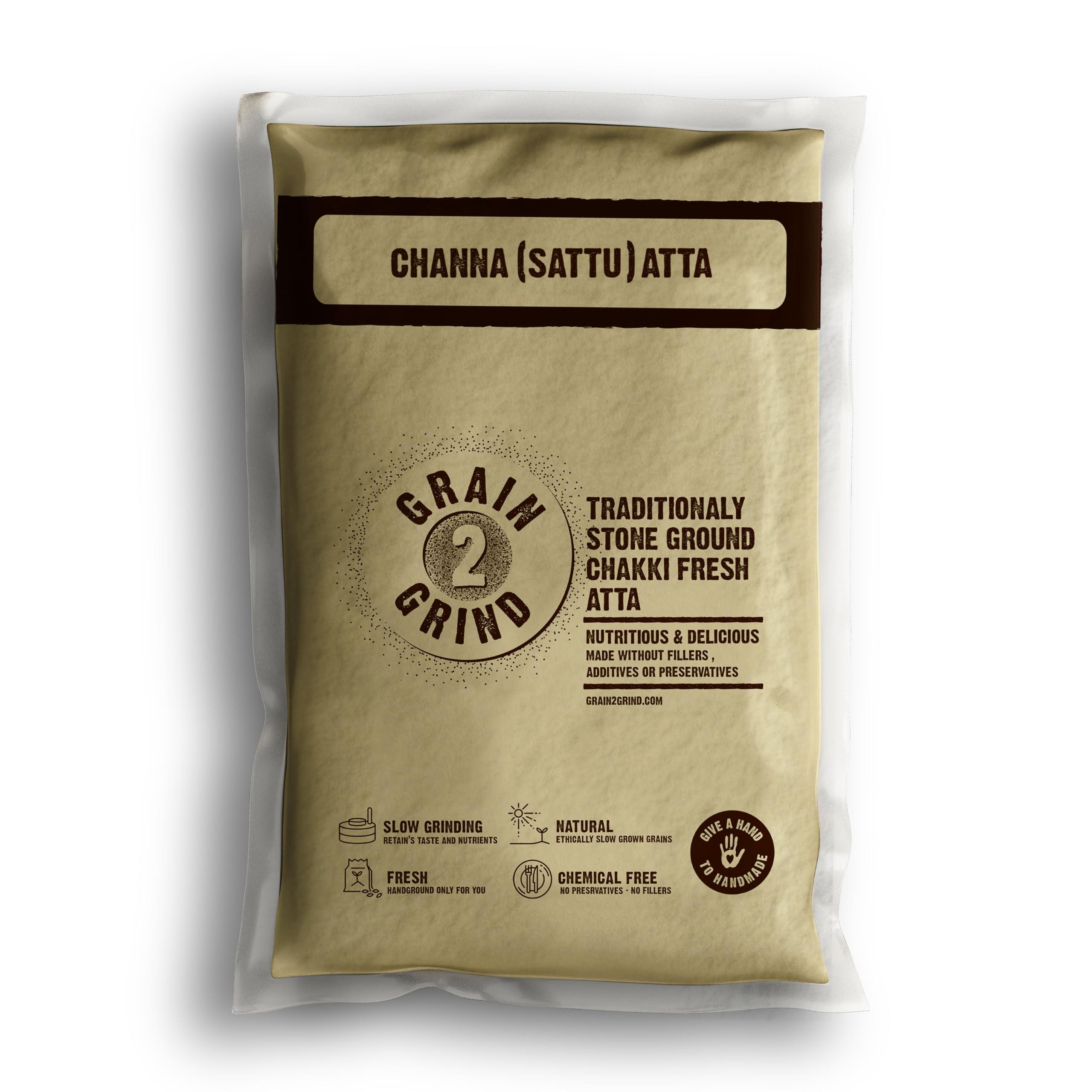 GRAIN2GRIND GRAIN2GRIND Chana (Sattu) Atta - Pure Roasted Chickpea Flour for Nutritious Meals 400 grams