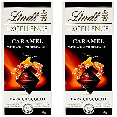 Lindt Lindt Excellence Caramel & Sea Salt Touch Chocolate Bar 100 Grams (Pack of 2)
