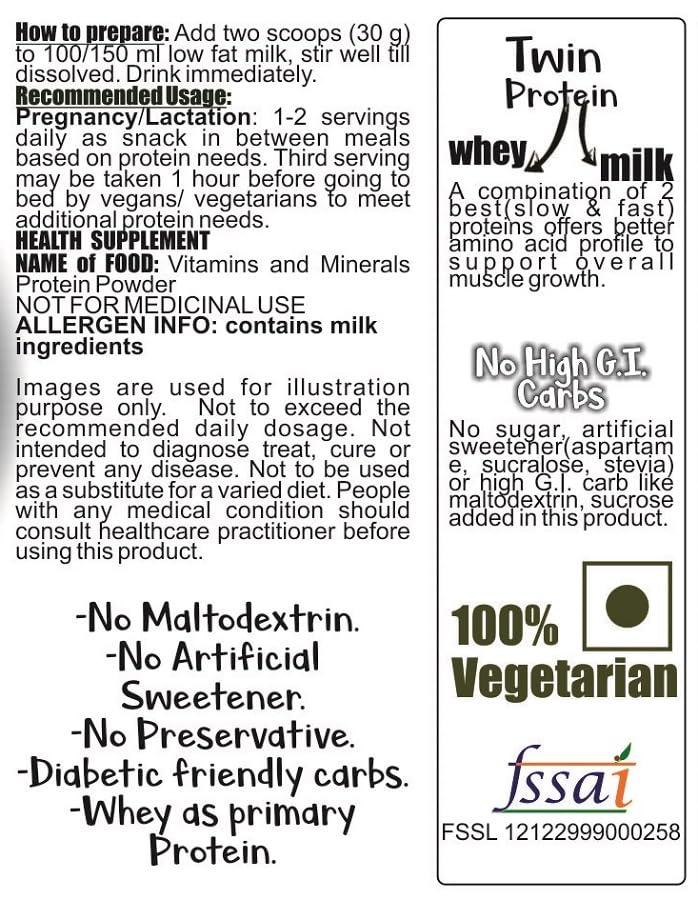 ADVANTA Advanta Sugar Free Whey Protein Powder for Pregnant Women as Snack for Pregnancy & Breastfeeding Mothers - 500g Elaichi Pista