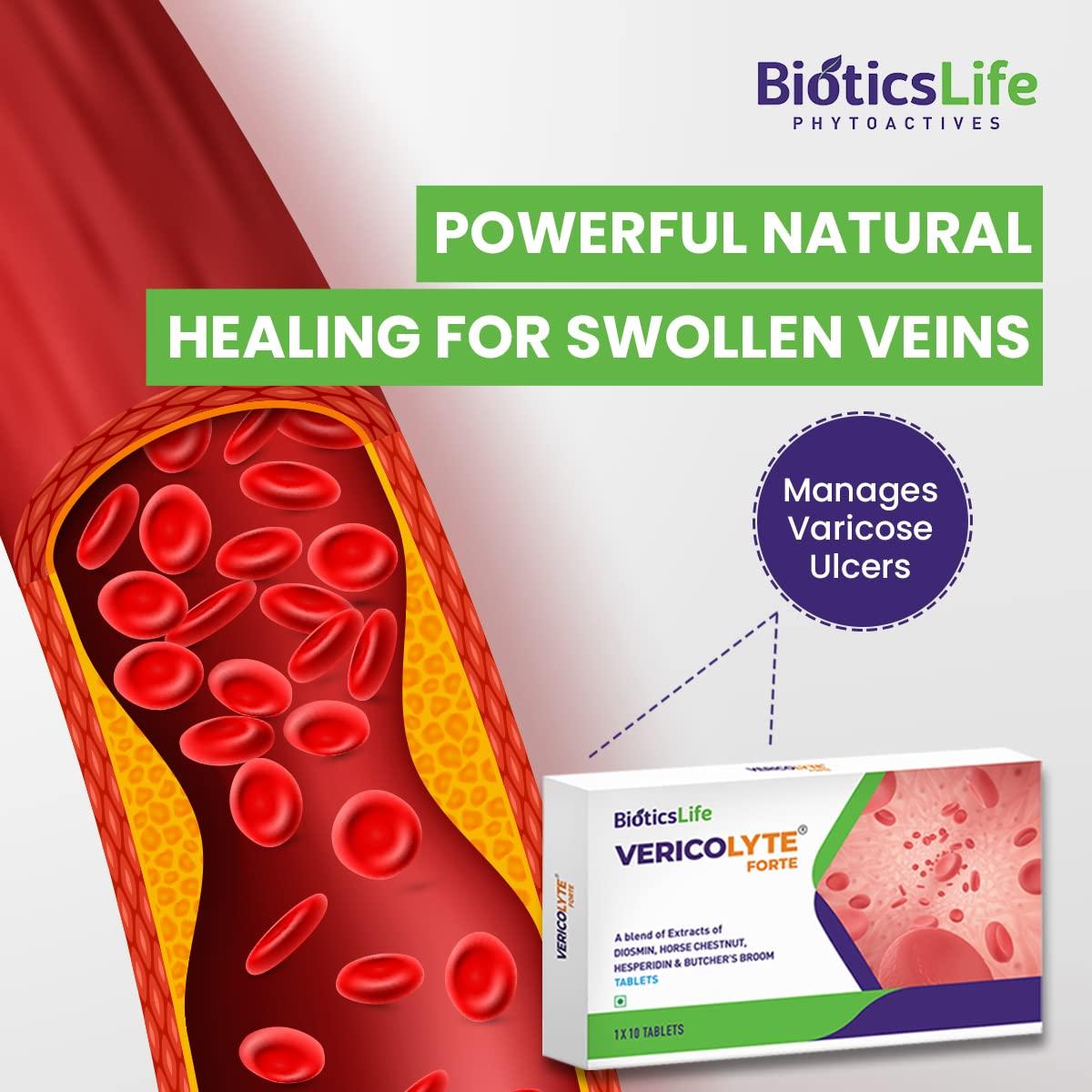 BIOTICSLIFE BIOTICSLIFE Vericolyte Forte, Pack of 30 Tablets for managing spider veins