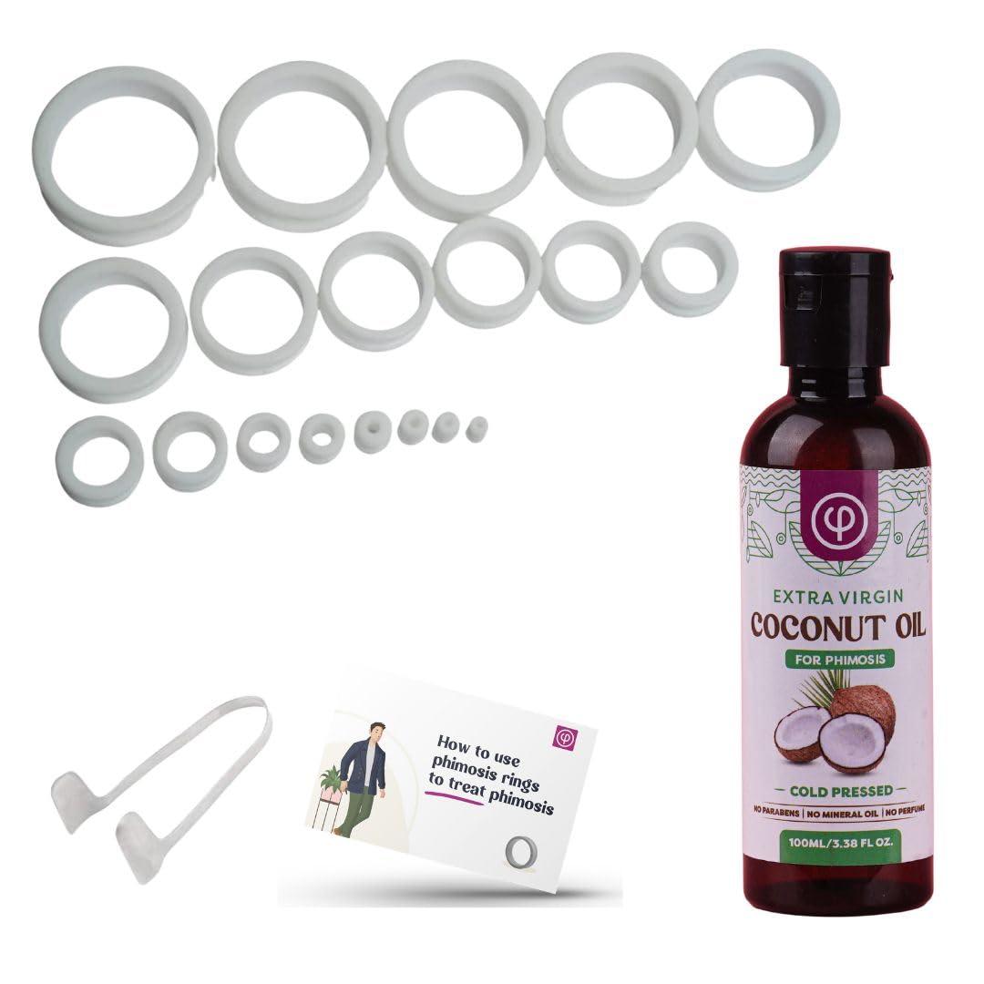 Vajraang Vajraang Phimosis Rings Kit With Phimosis Oil (100Ml), Ring Removal Tool And User Manual | Includes 20 Graduated Rings | Fast Results | No-Side-Effects - Multicolor