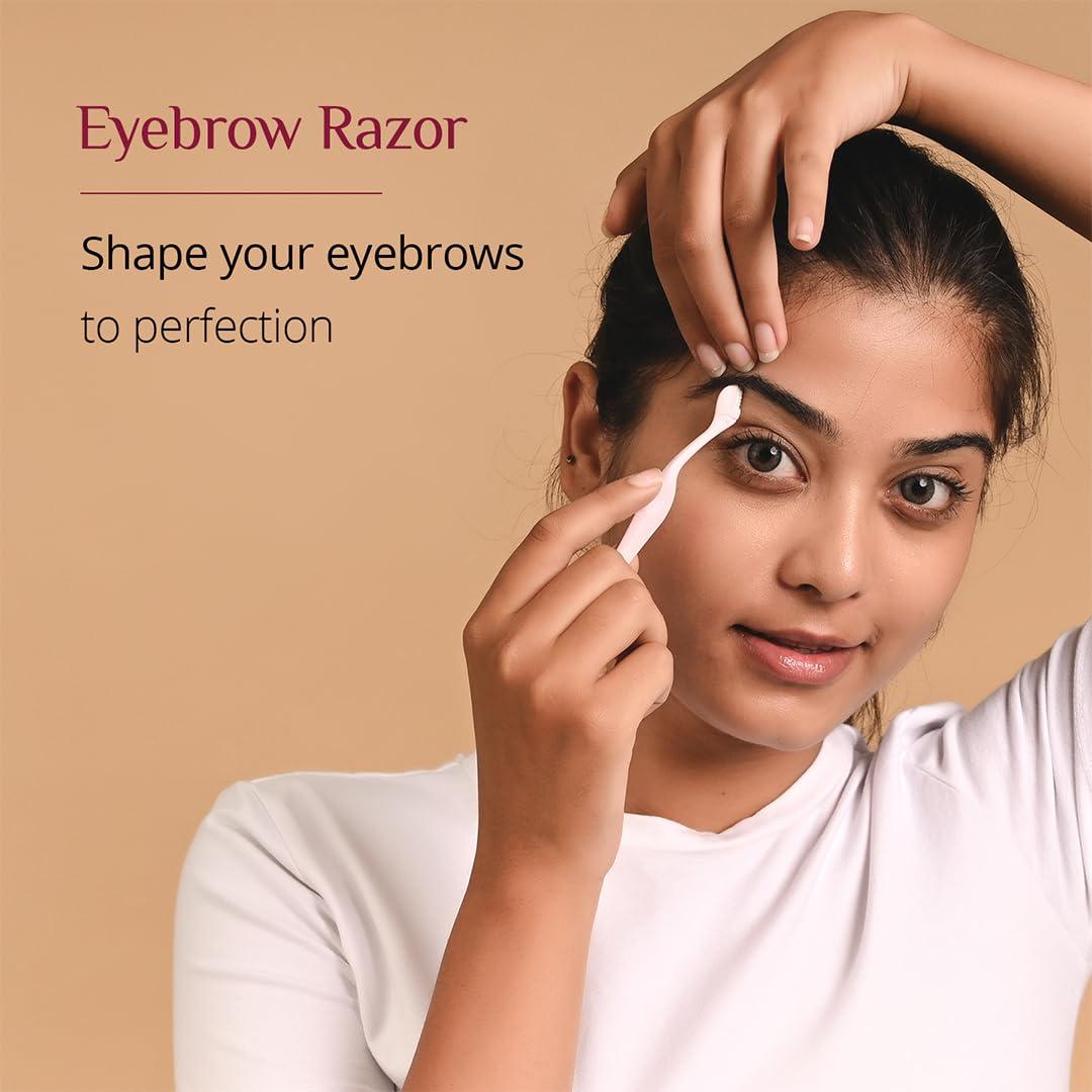 Carmesi Carmesi Women\'s Face Hair Removal Combo | 1 Face Razor, 1 Eyebrow Razor, 1 Facial Shaving Balm | Instant & Painless Hair Removal | For Eyebrows, Upper Lip, Forehead, Peach Fuzz, Chin and Sideburns