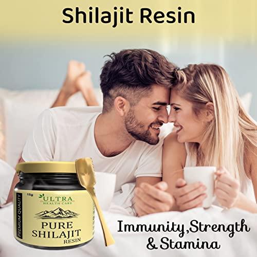 Ultra Health care Ultra Health care Shilajit Resin for Energy, Focus and Vitality - Pure Quality Himalayan Shilajit | Strength | Stamina | Power | 100% Pure and Natural | Clinically Approved | 15gm | For Men & Women