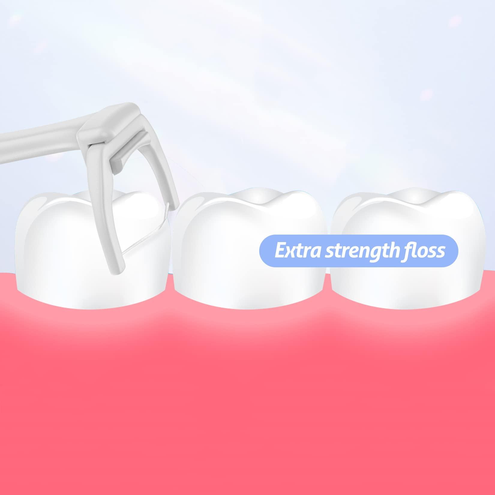 RAZOKO Dental Floss Picks, Clean Dental Flossers Kit with 2 Handles and 180 Extra Strength Refills