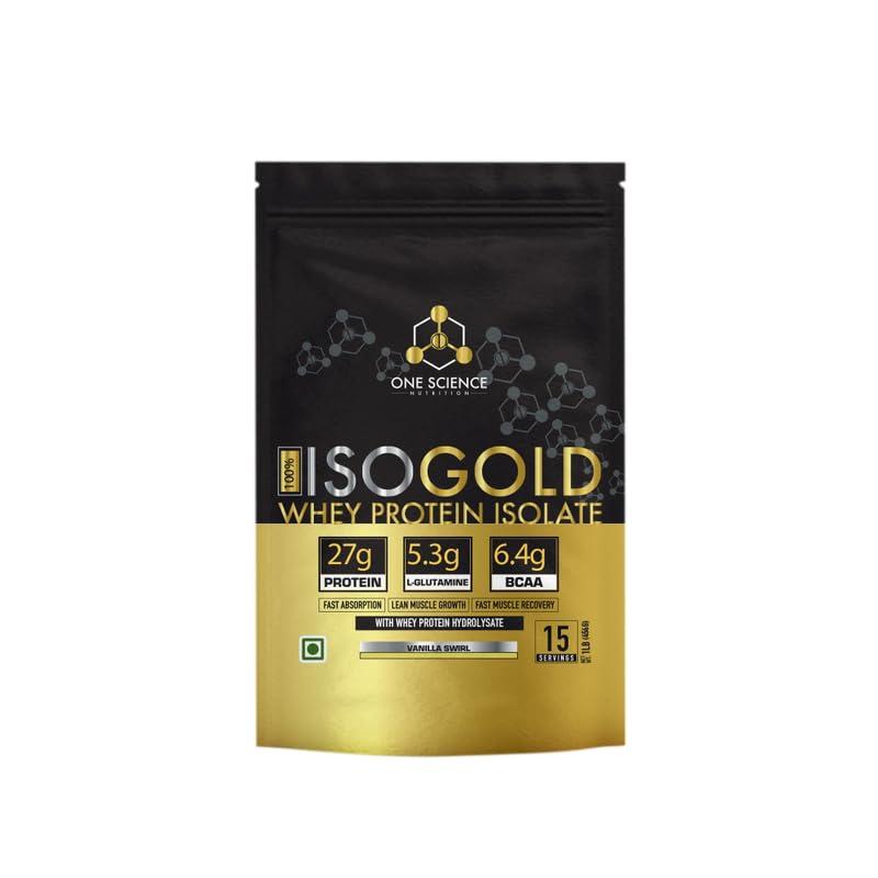 ONE SCIENCE NUTRITION One Science Nutrition (OSN) 100% Iso Gold Whey Protein 1lbs [Grass Fed Whey]- 27g Protein, 5.3g Glutamine, 6.4g BCAA - Vanilla Swirl