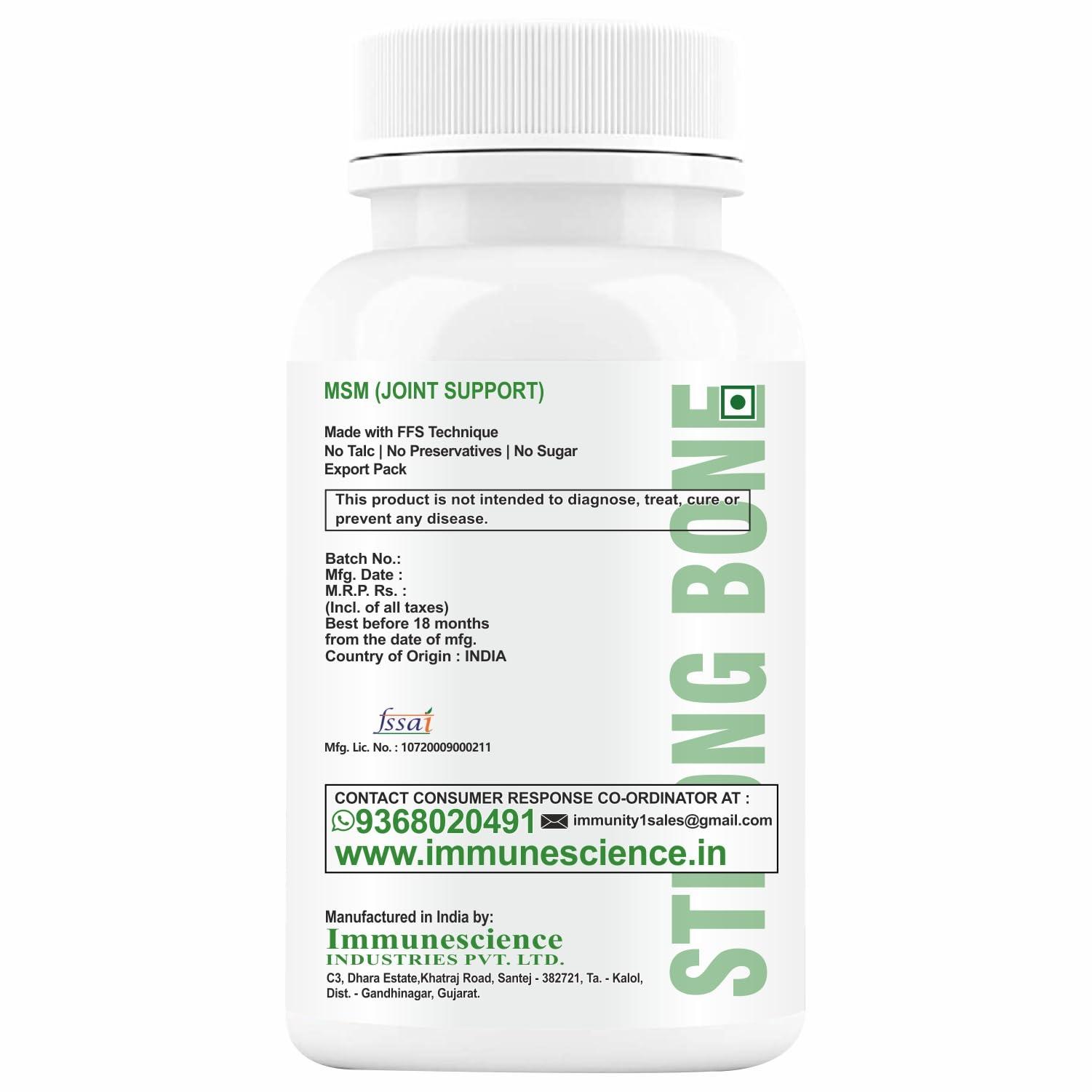 HXN HXN MSM Powder Supplements, Vitamin C, And D3, To Pain Relief And Joint Support Supplement-60 Tablets (No Capsule Pack 1)