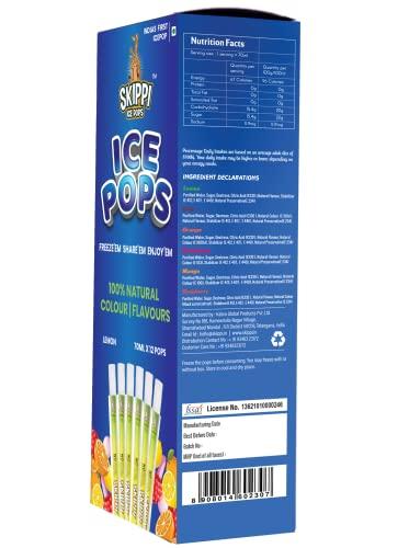 Skippi Ice Pops Skippi Icepops 100% Natural Freezer Pops, Juice Bars, Fat Free Ice Pops - Lemon Flavour (Box of 12 Pops)