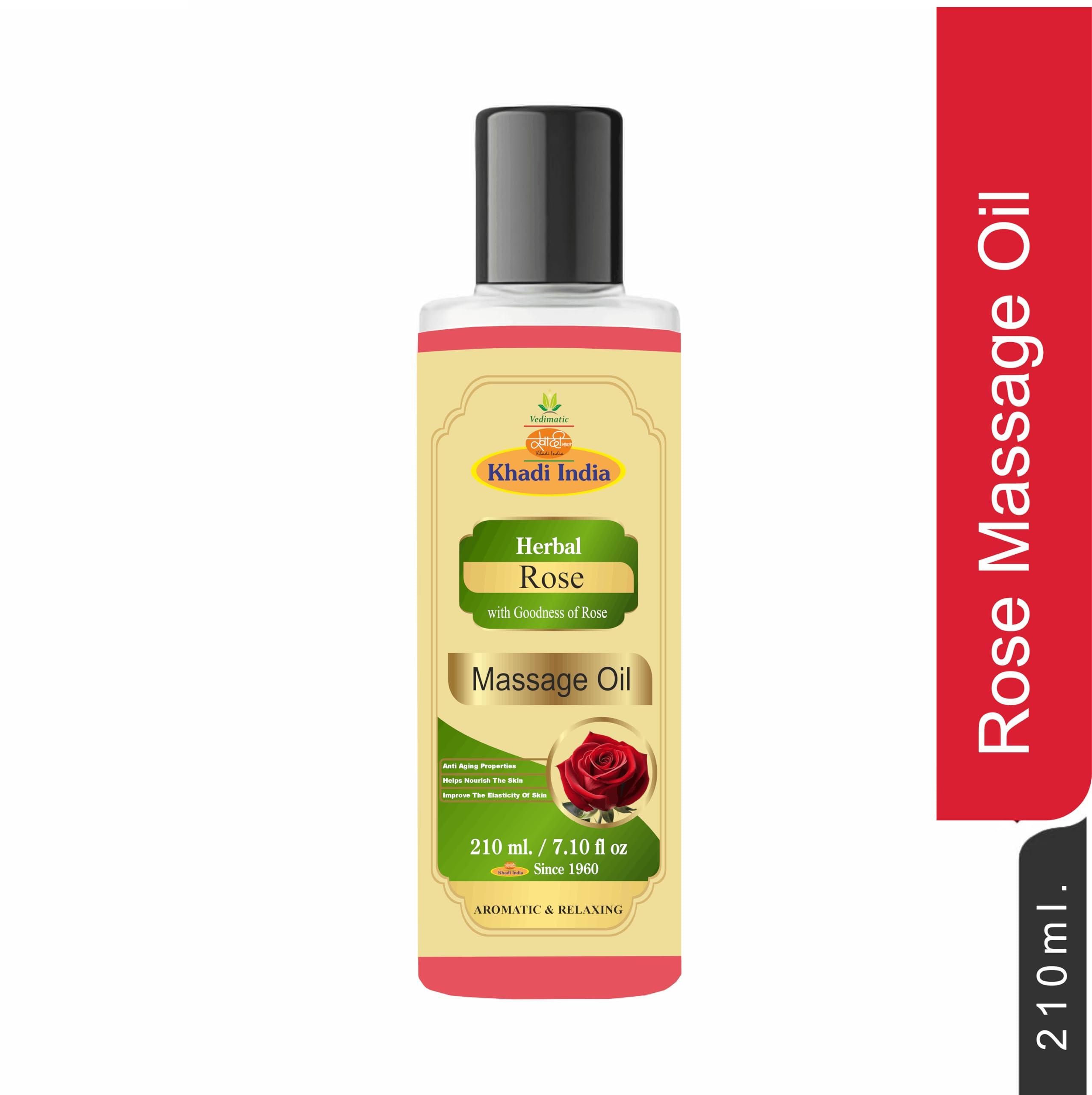 Vedimatic Khadi Vedimatic Herbal Rose massage Oil (Enriched With Almond oil,Olive oil, Jojoba oil, Sesame oil and Vitamin E) (Pack of 2-420ml, Rose)