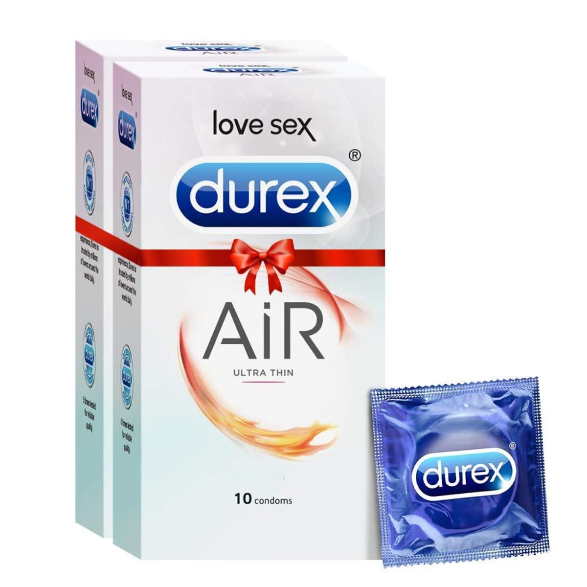 Durex Durex Air Condoms for Men - 10 Count (Pack of 2) |Suitable for use with lubes & toys & Durex Invisible Super Ultra Thin Condoms for Men - 10 Count