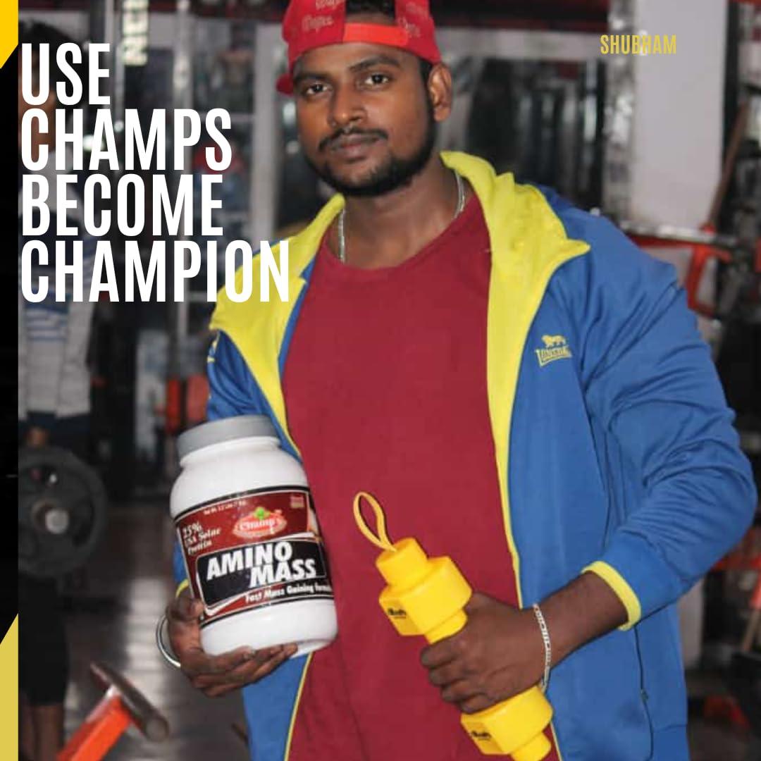 champ Champs Nutrition AMINO Mass Gainer Protein Powder Supplement with Dietary Fibre and Vitamin and Minerals (1KG)(Pack Of 1)