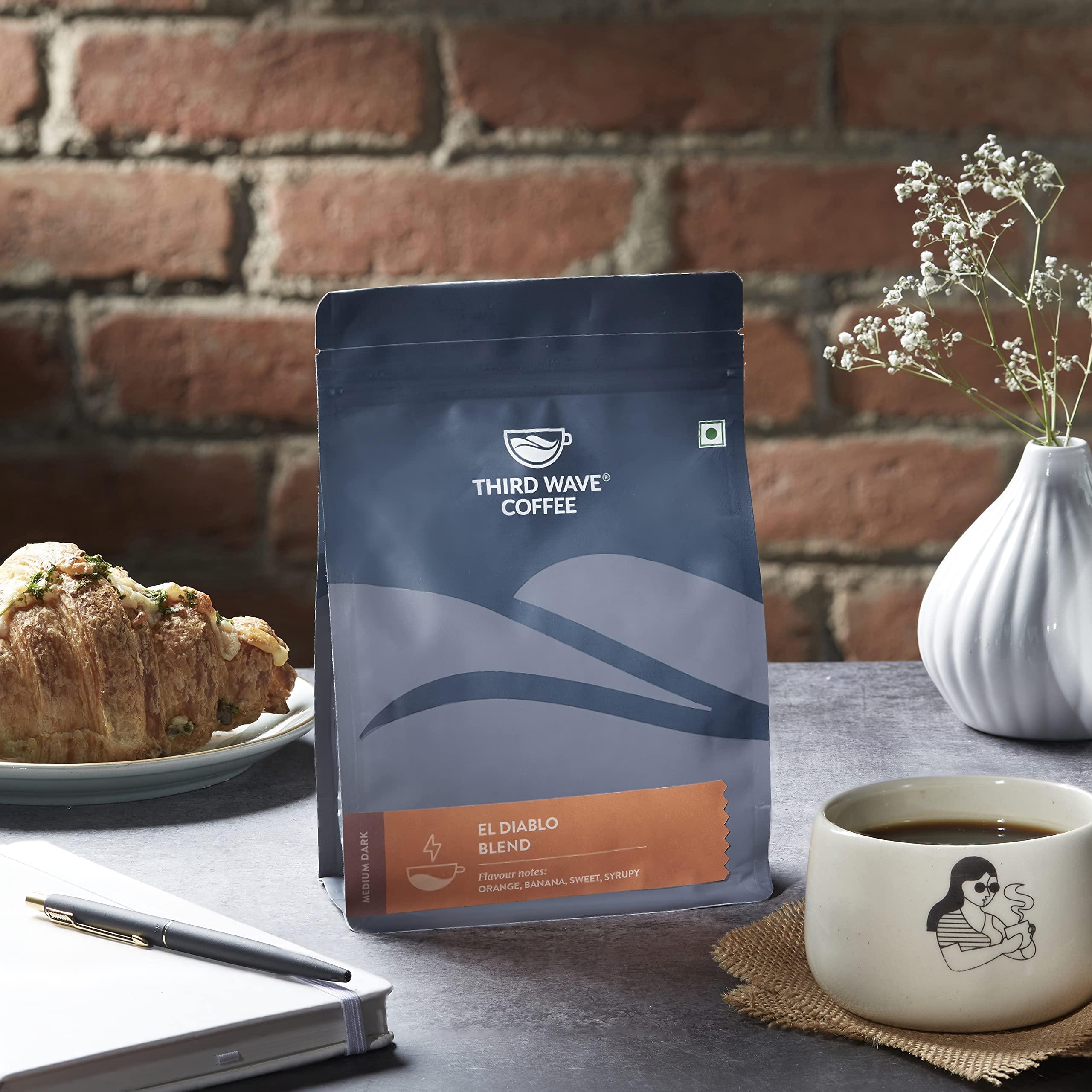 Third Wave Coffee Roasters Third Wave Coffee Roasters Coffee The El Diablo Blend|100% Arabica Freshly Roasted Ground Coffee|Medium Dark Roast,250Gm (Pour Over/Electrical Dripper/Aeropress)|Medium Grind|Coffee Beans,Bag