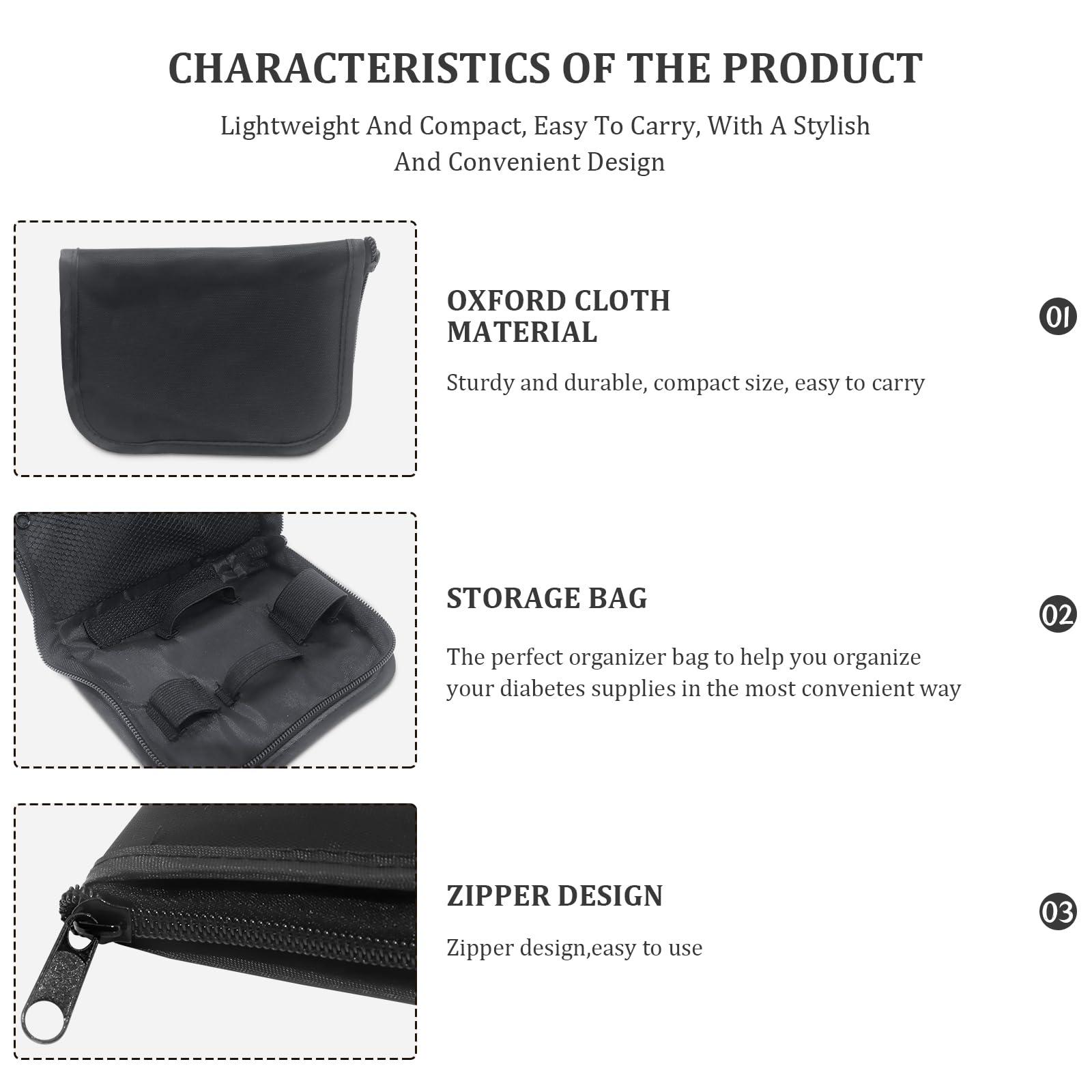 Hooshion Diabetic Supplies Diabetic Organizer Travel Case Diabetes Test Kit Blood Glucose Meter Storage Box Diabetic Supplies Carrying Bag