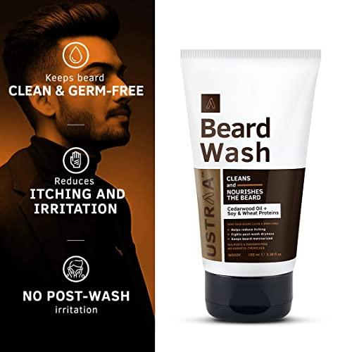 Ustraa Ustraa Beard Wash Woody - 100 ml - Sulphate-free Beard Wash | Thick Foam, No Post-wash Dryness, Cleansed & Smooth Beard | Beard Shampoo for Germ-Free Beard