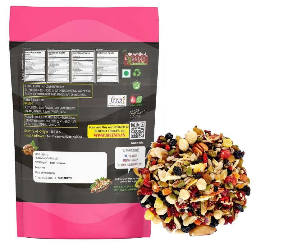 ENGLISH NUTS-THE DRY FRUITS HOUSE English Nuts 1 Kg Mix Nuts Organic Trial Mix | Premium Fruit, Nut & Fiber SuperMix, Healthy Mixed Nuts with Dry Fruits | 10+ Varieties Like Almonds, Cashews, Walnuts, Pumpkin Seeds