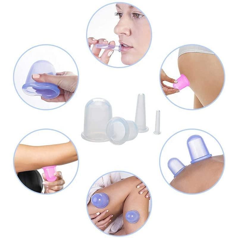 MAPPLEMART Mapplemart 7 Pcs Silicone Anti Cellulite Cup Vacuum Suction Massage Cups Facial Cupping Sets Body and Face Massager
