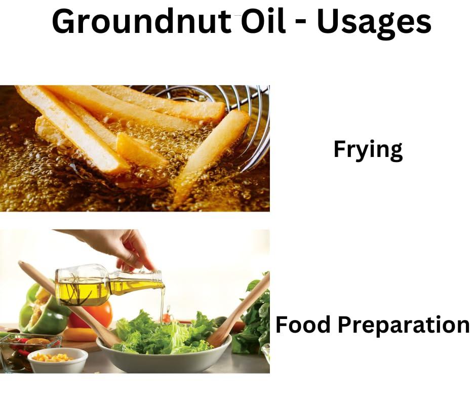 GS OILS GS OILS Cold Pressed Peanut Oil for Cooking/Mara Chekku Groundnut Oil/Wood Pressed Peanut Oil/Kadalai Ennai - 4000 ml (4 Litres)