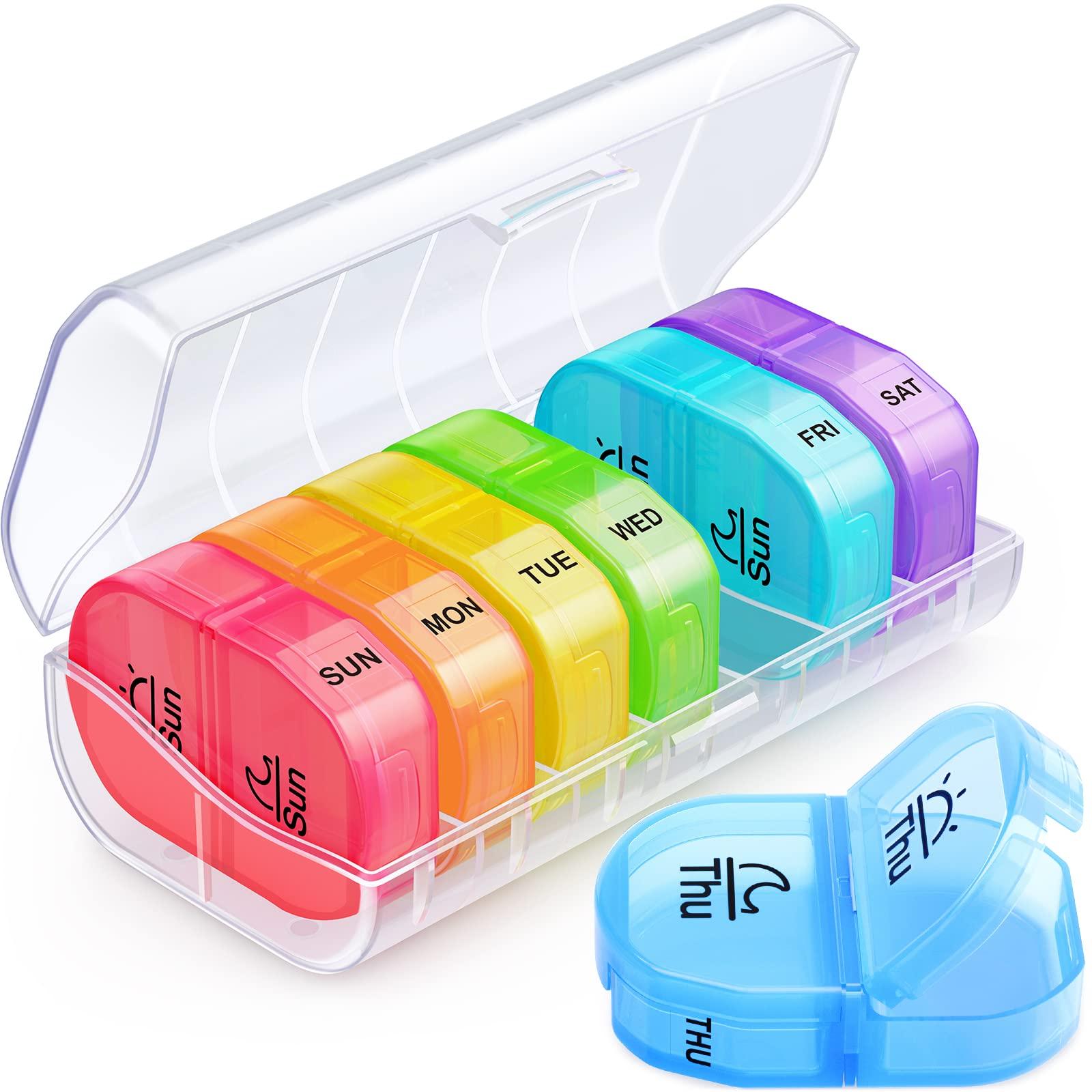 ZIKEE Zikee Weekly Pill Organizer 2 Times a Day, AM PM Pill Box with 7 Detachable Pill Case to Hold Medicine, Medication, Vitamins and Fish Oils (Clear)