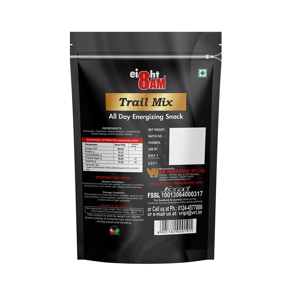 8AM 8AM Trail Mix Dry Fruits & Nuts, 200g(Pack of 2) | Made with Nutritious Ingredient Cranberries, Roasted Cashew, Almonds, Raisin, Pumpkin Seeds | Healthy and Tasty Snack, Rich in Zinc, Potassium, Iron