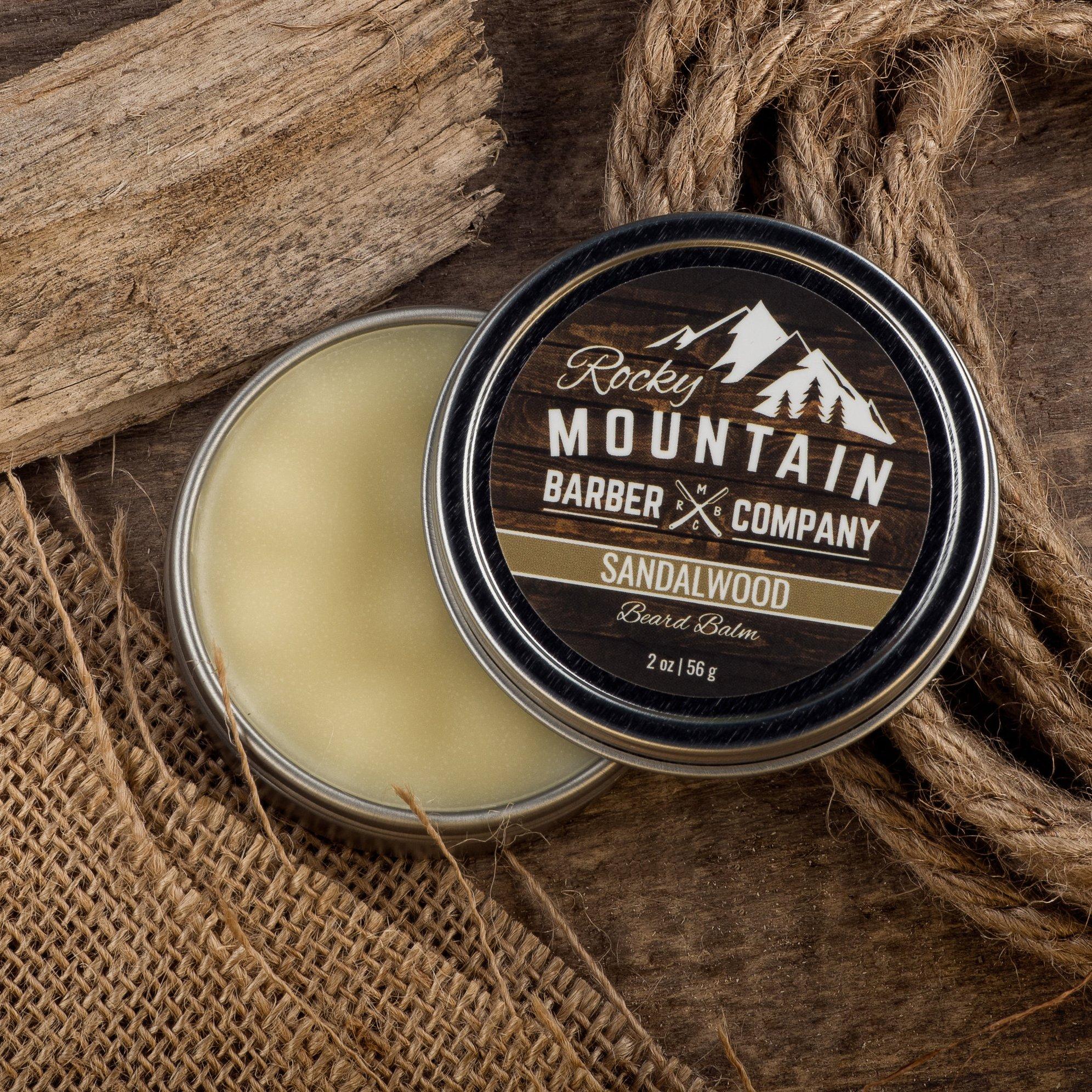 Rocky Mountain Barber Company Beard Balm - Sandalwood Blend - Rocky Mountain Barber - with Nutrient Rich Bees Wax
