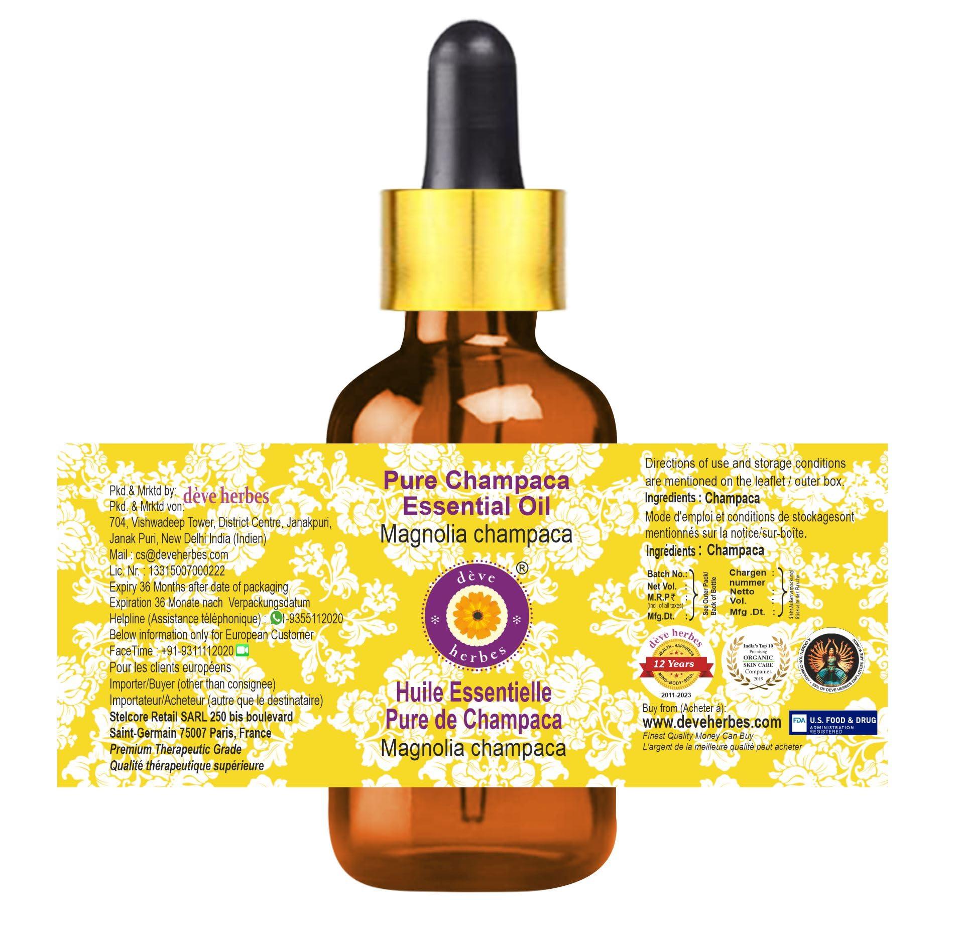 Greenwood Essential Greenwood Essential Pure Champaca Essential Oil (Magnolia champaca) with Glass Dropper Steam Distilled 10ml