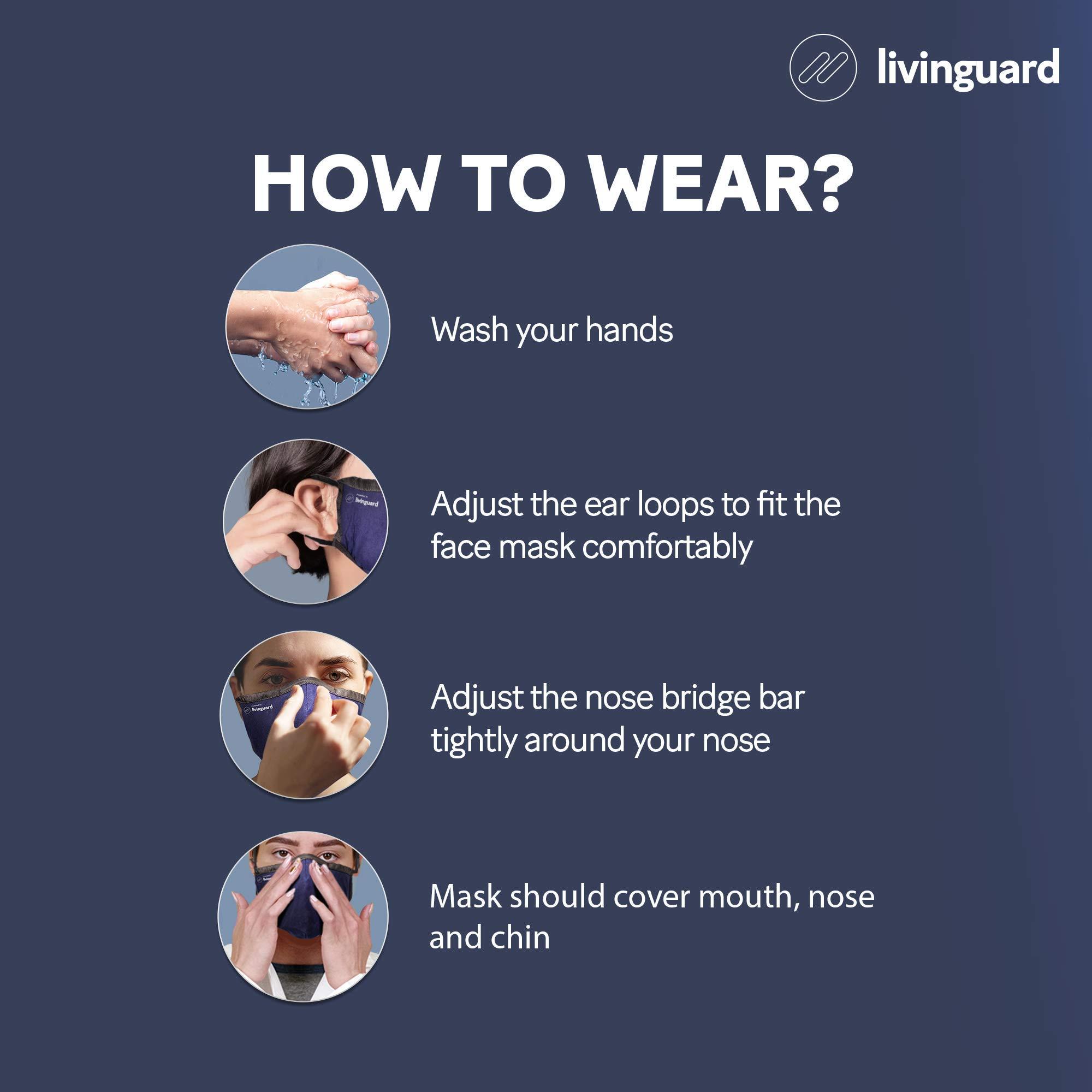 Livinguard Livinguard Pro 100% Cotton 3 Layers Washable & Reusable Cloth Face Mask With Anti Microbial Properties for Unisex (Red, Without Valve, Pack of 1)