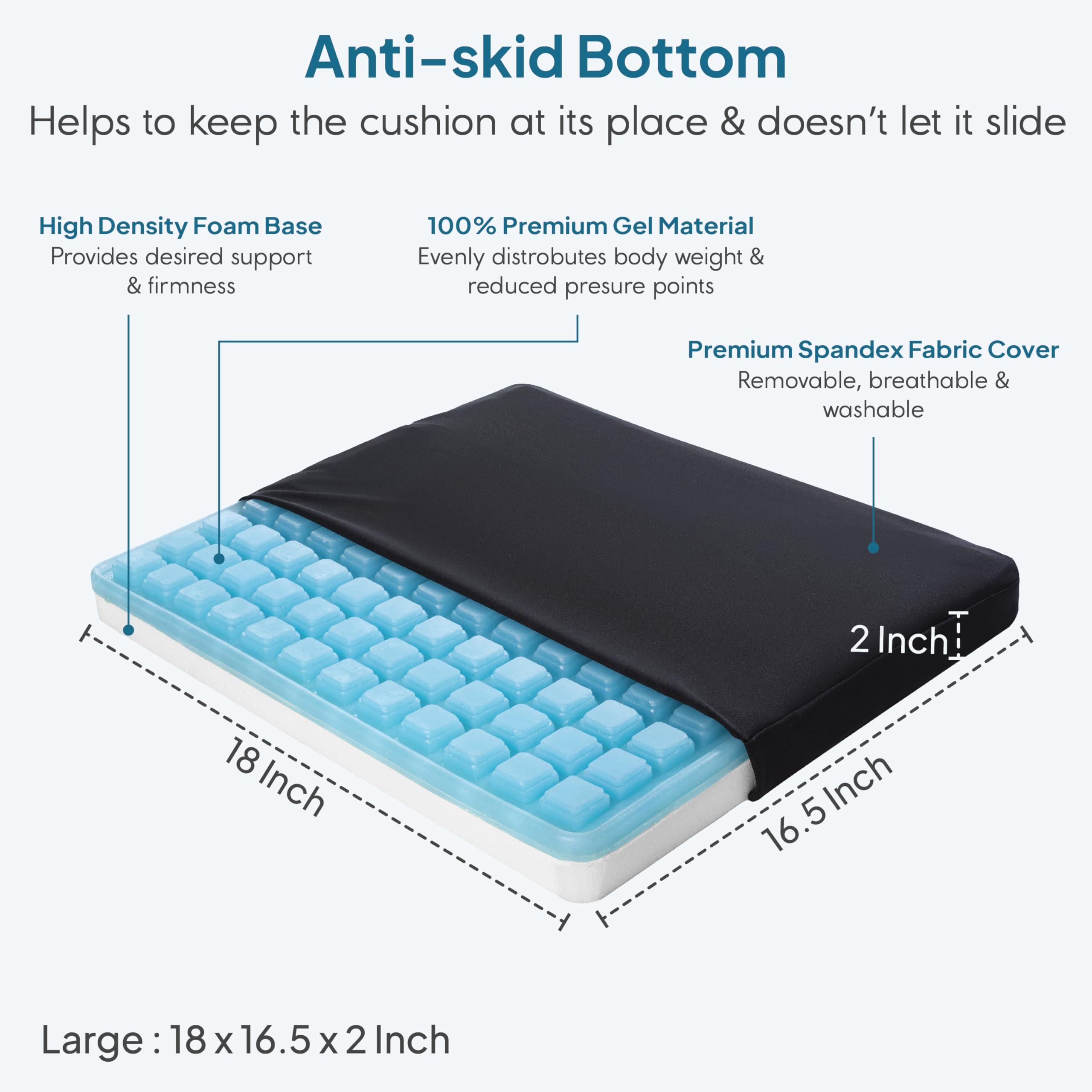 GELRIDE GELRIDE Gel Seat Cushion - Prevents Pressure Sores, Sciatica and Tailbone Pain - Grid Design, Cool & Soft - for Office Chair, Wheelchair - Made in India, (Black, Large - 18 x 16.5 x 2 Inch)