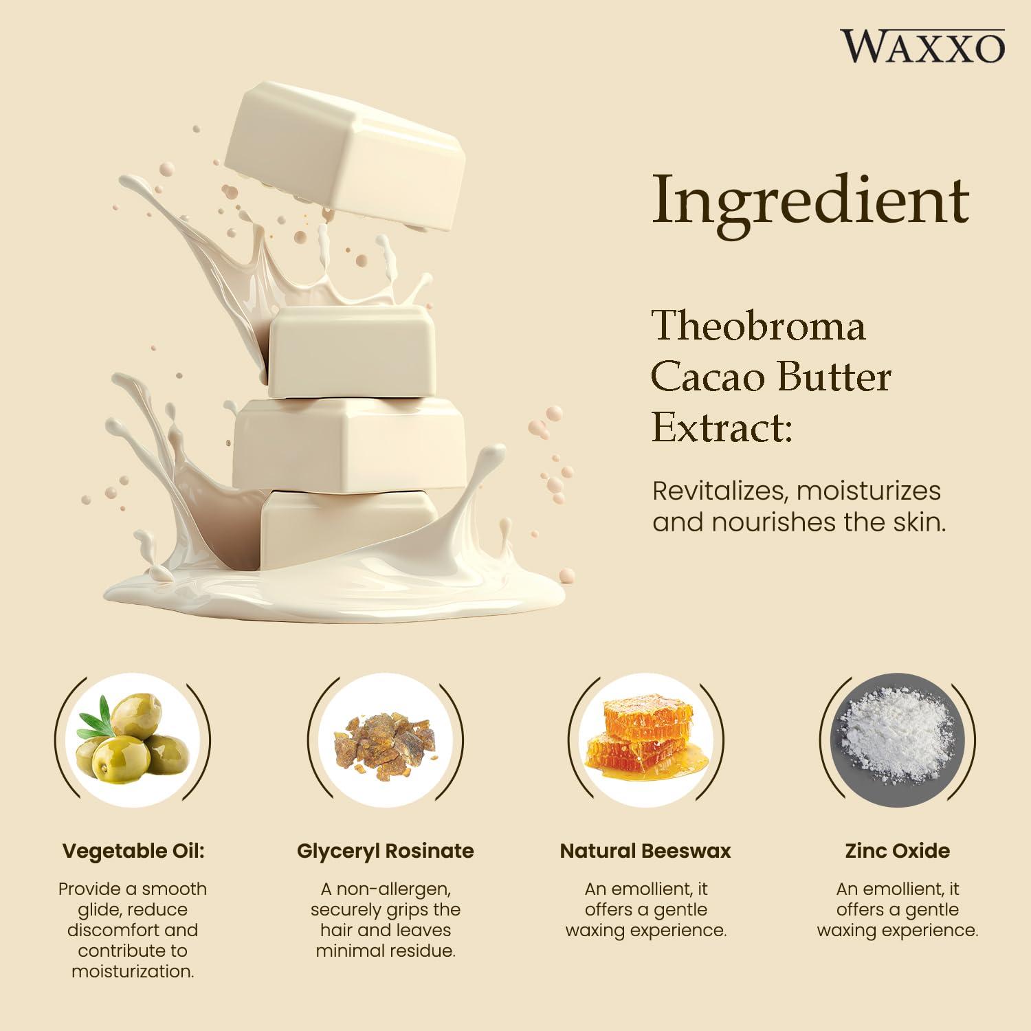 WAXXO Waxxo White Chocolate Liposoluble Wax for Dry Skin Men & Women Hair Waxing | Easy Tan Removal with Glyceryl Rosinate and Beeswax | 800ml, Pack of 1