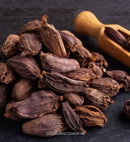 GODSOWNCOUNTRYIN GODSOWNCOUNTRYIN Organic Black Cardamom Pods - Cooking Spice Flavour Indian Badi Elaichi, Kali Elaichi, Minty Aromas, Spice Blend, Warming Mixture (150 grams)