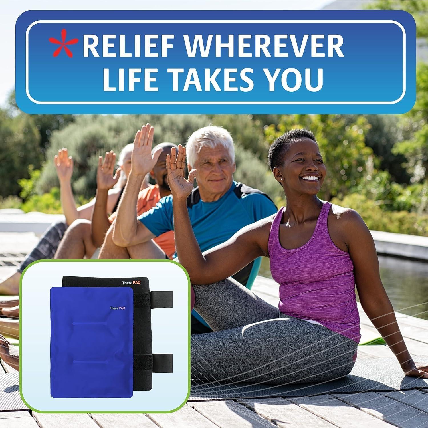 TheraPAQ Flexible Ice Pack with Wrap for Hot & Cold Therapy - Reusable Gel Pack for Pain Relief | Great as Heat or Ice Pack for Back Waist Shoulder Neck Ankle Calves and Hip (Large-size pack: 14 X 6 )