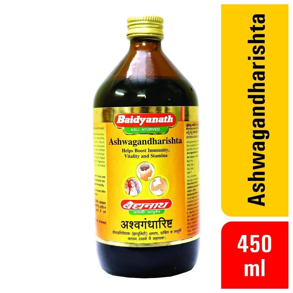 Baidyanath Asli Ayurved Baidyanath Ashwagandharishta | Boosts Immunity & Reduces Stress | Enhances Body Strength, 450 ml (Pack of 2)